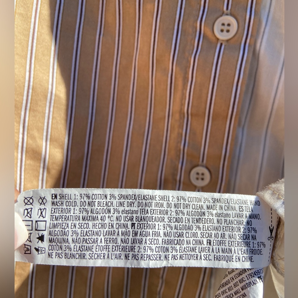 Forever 21 Beige and White Striped Cropped Button Up - Picture 5 of 7